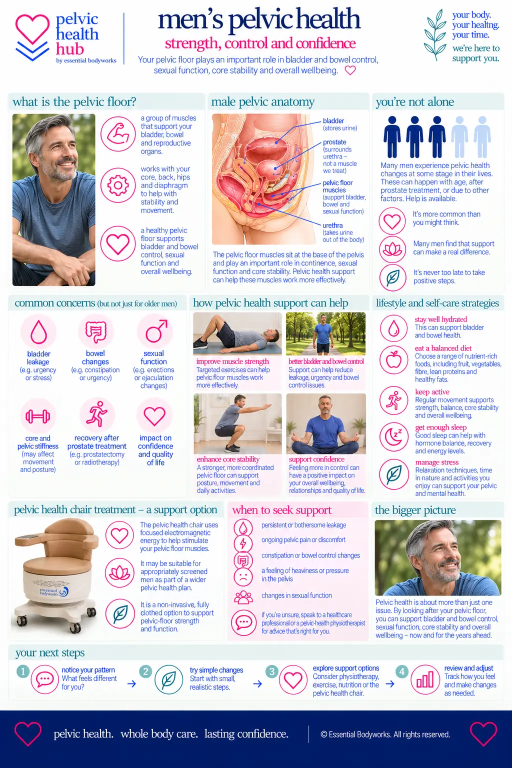Men's Pelvic Health — Essential Bodyworks Pelvic Health Hub illustration