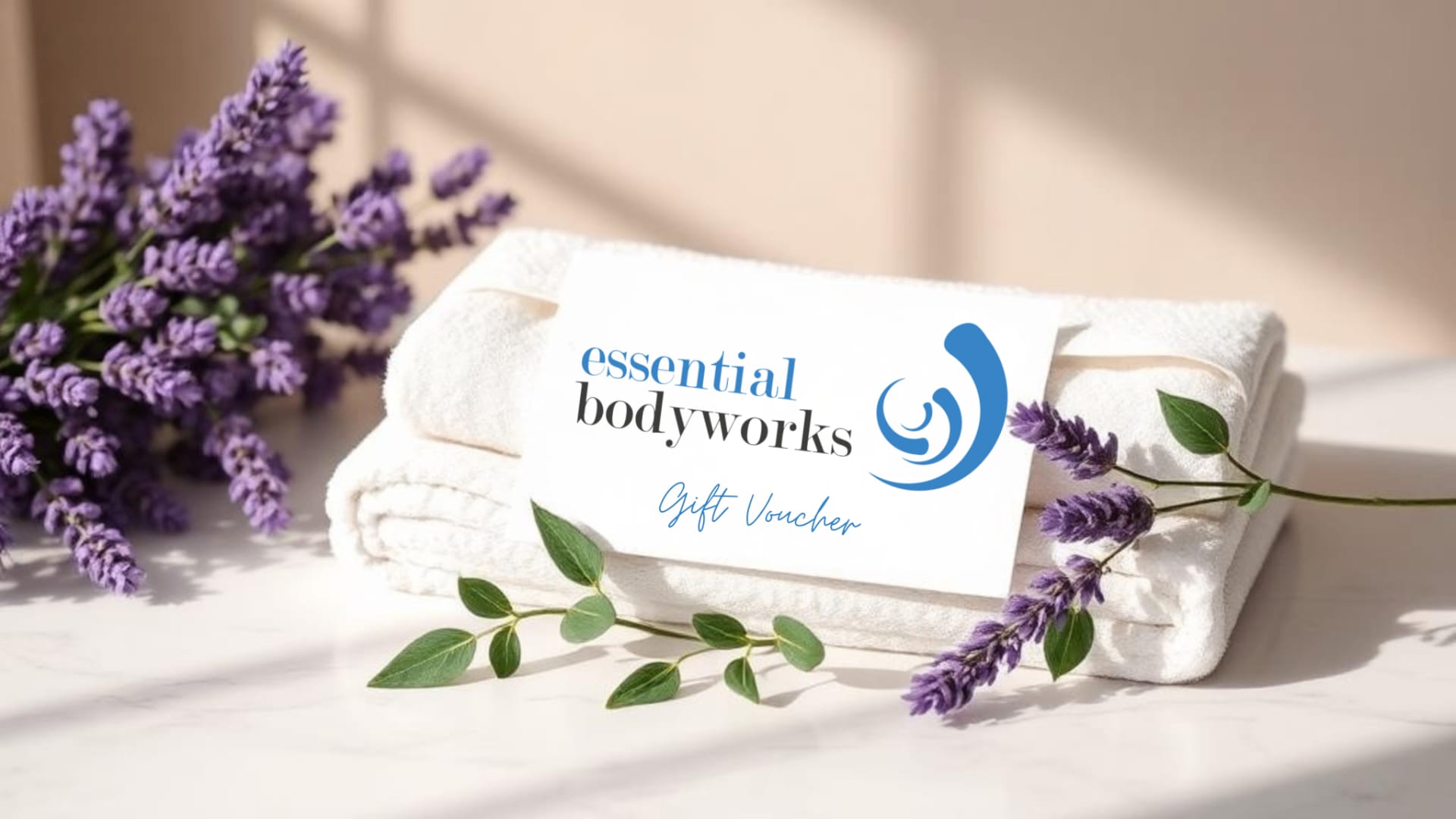 Spa gift voucher with flowers and wellness elements
